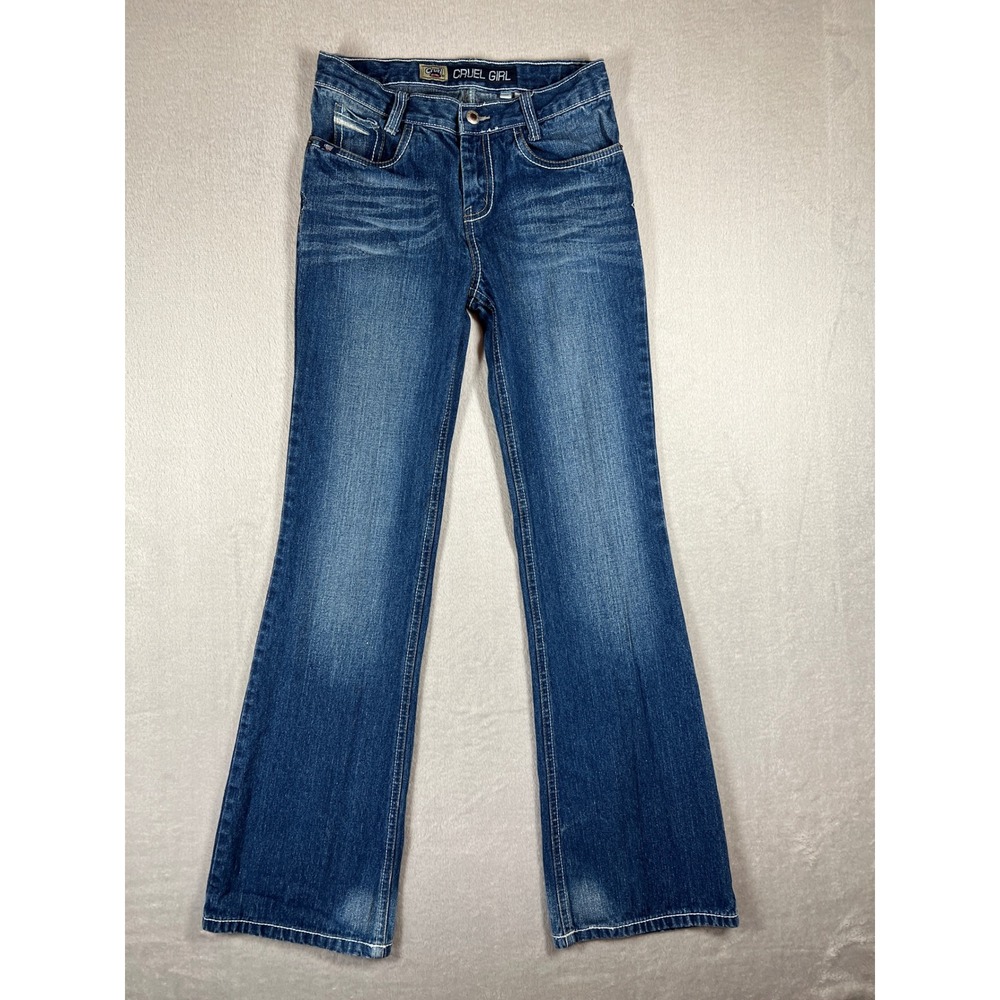 Cruel Girl Girls Blue Denim Flare Jeans Medium Wash Embroidered Size 16S